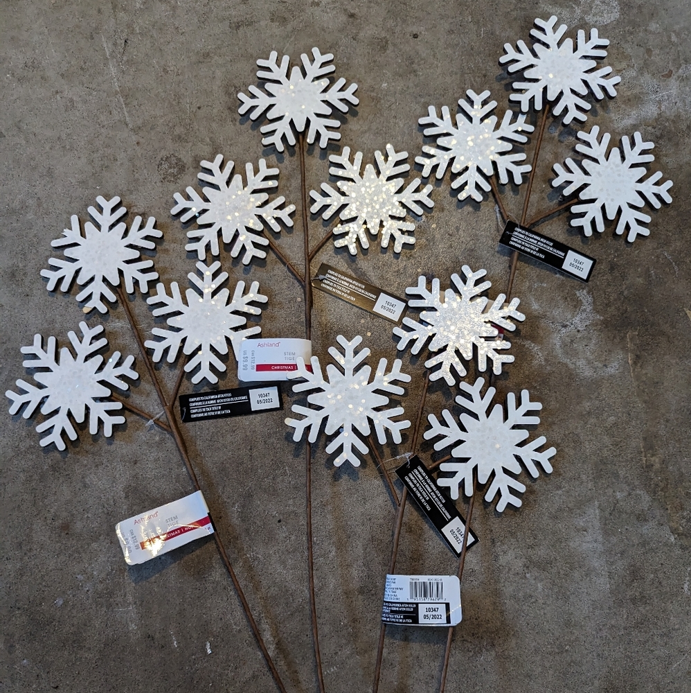 Glitter Snowflake Branch White Xmas Decor